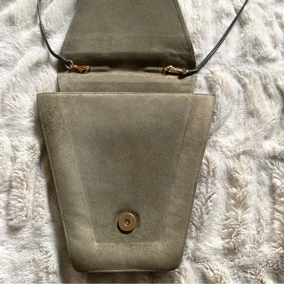 SOLD Charles Jourdan 80s does 20s Deco Vintage Suede Leather Purse Shoulder Bag - Picture 3 of 10